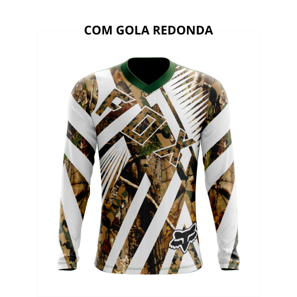 Camiseta Camuflada 20 Dry Fit Manga Longa Proteção UV50+ - Pesca, Motocross, Paintball, Tática, Trilha, Motociclista