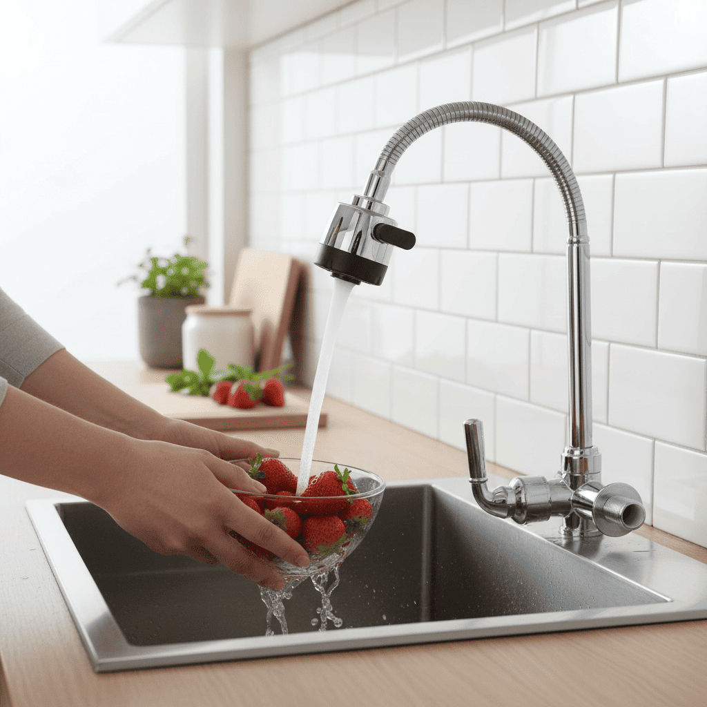 Torneira Gourmet Inox 304 com Cobre, Chuveirinho e Rotação 360° para Pia de Cozinha Luxo Misturador Jato Flexível