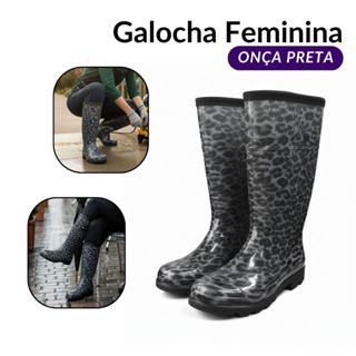 Bota Feminina Onça Galocha Pvc Borracha Impermeavel Preta Donna em Oferta na Shopee