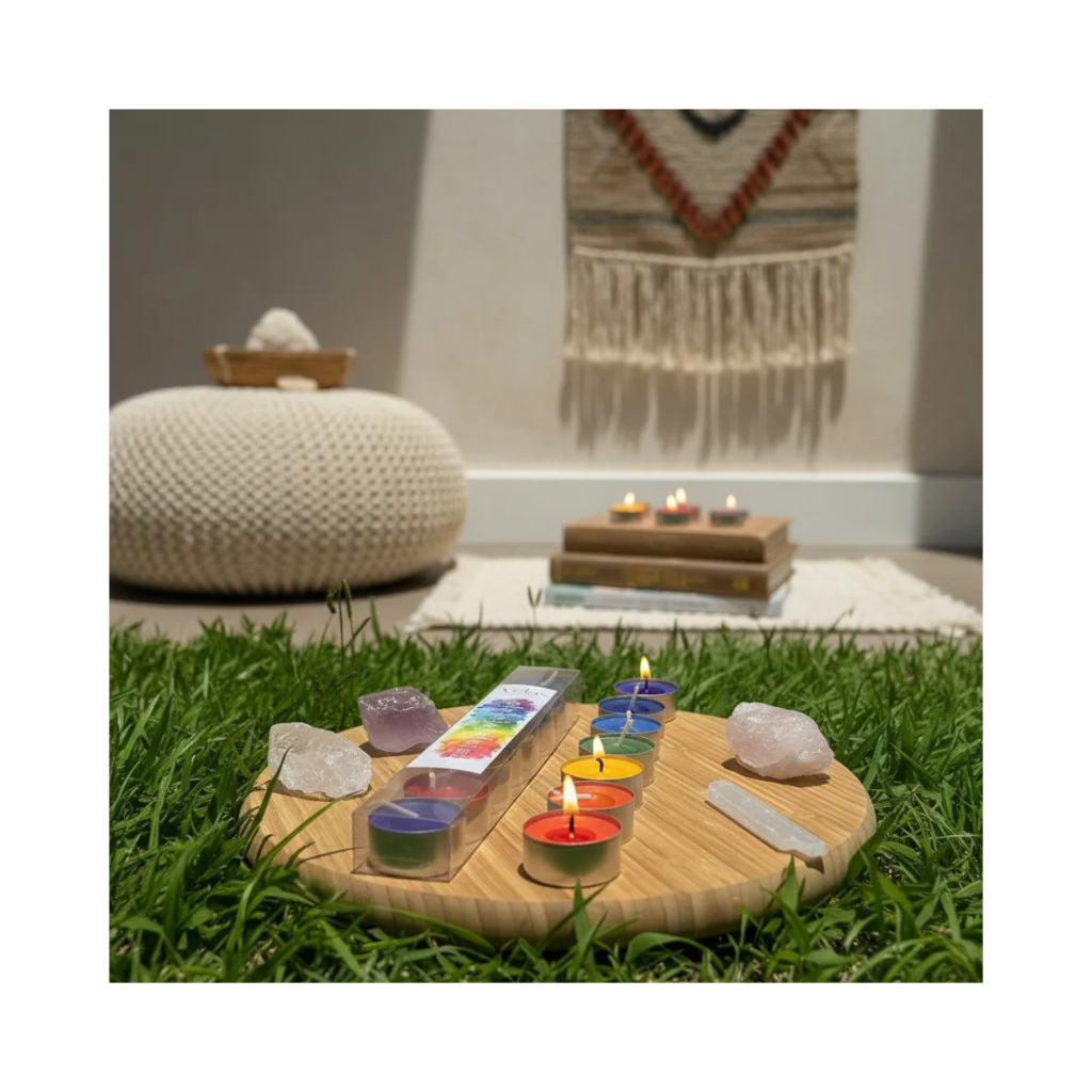 Imagem Kit 24 Velas Aromáticas 7 Chakras – Treze Estrelas | Aromaterapia, Meditação e Decoração Zen | Cores e Fragrâncias