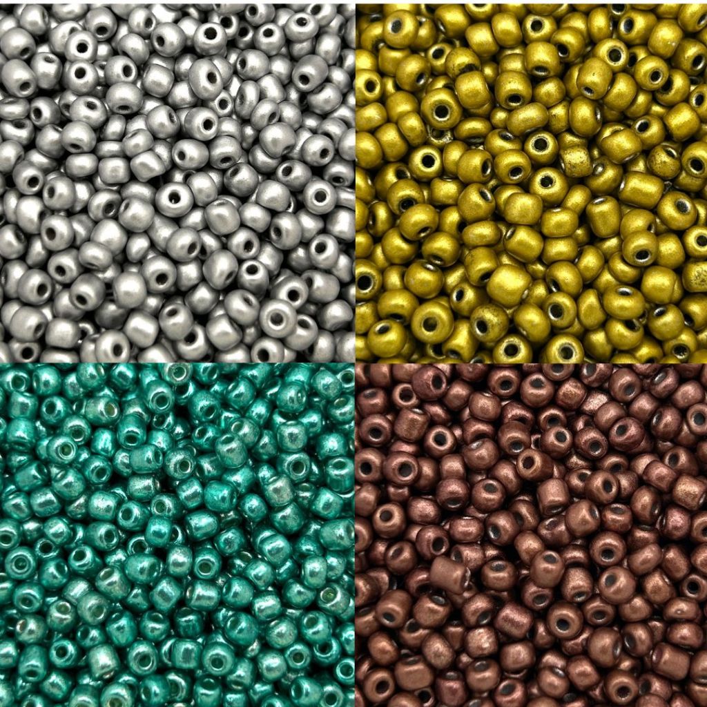 Até 1155 peças Miçanga de Vidro 6/0 Metalizado Pacote Grande - Para Pulseira e Artesanato Cores