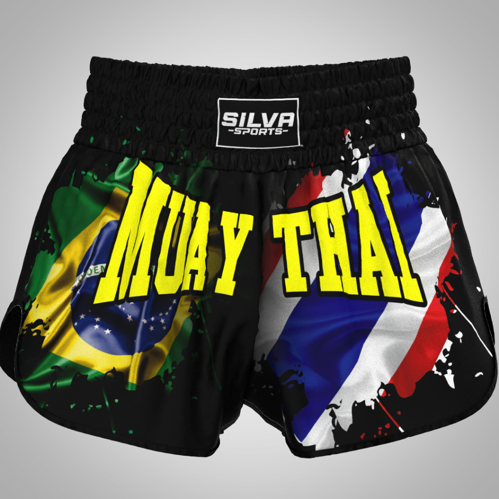 Short Muay Thai Brasil Tailândia Bermuda Calção Boxe MMA Kickboxing Masculino Feminino Treino Luta