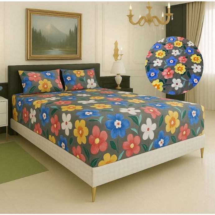 Kit Lençol Com Elástico Casal Box – Toque de Algodão + 2 Porta Travesseiros em Oferta na Shopee