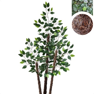 Planta Artificial Fícus Folhas Verde Branco 130cm Sem Vaso em Oferta na Shopee