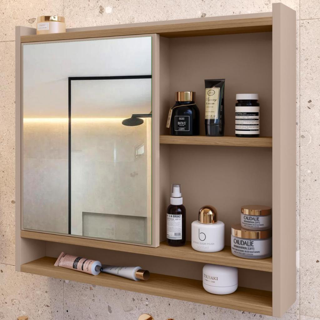 Armário De Banheiro Aéreo Espelheira Aqua 1 Portas Cores em Oferta na Shopee