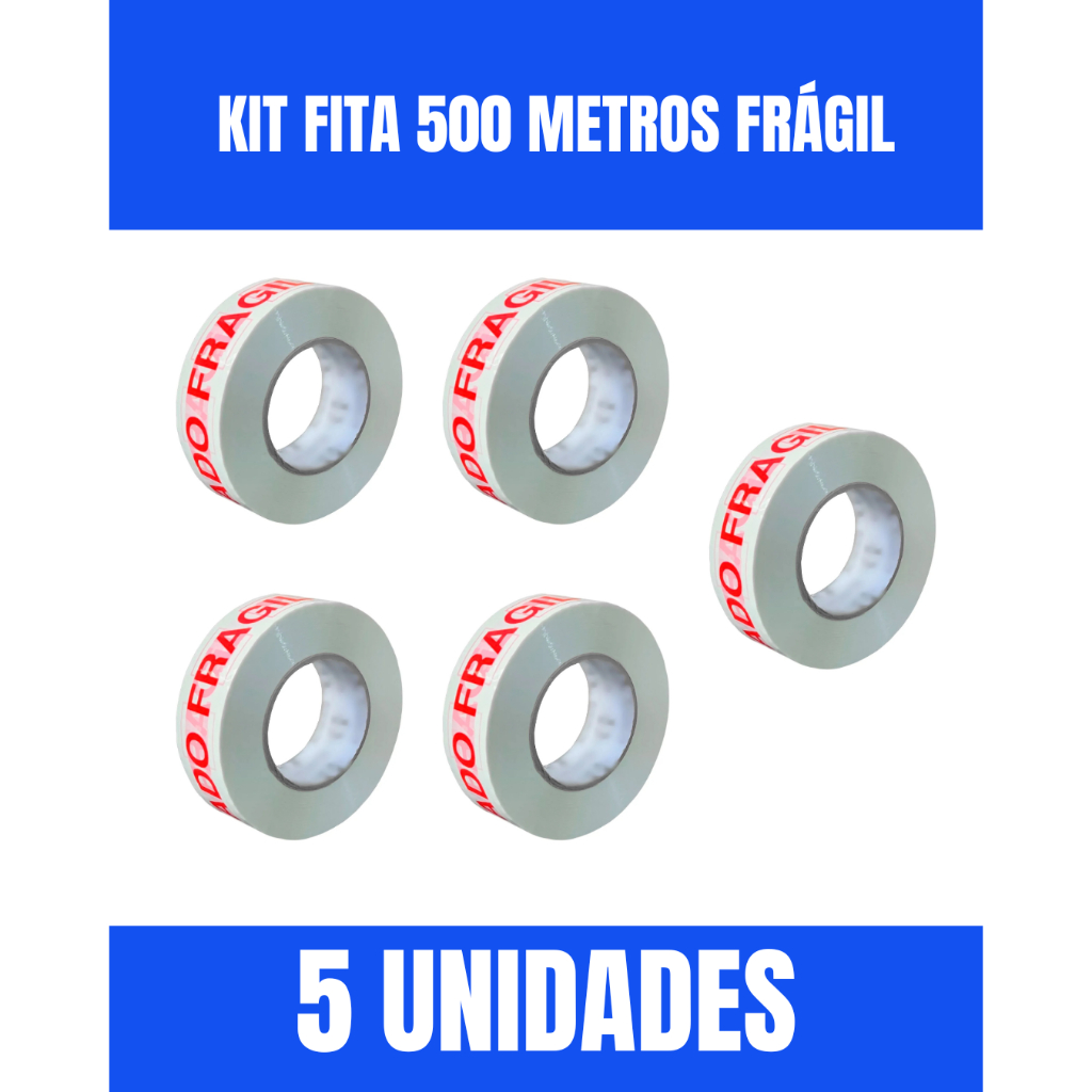 Kit com 5 Unidades Fita Cuidado Frágil Direto Da Fabrica 500 Metros em Oferta na Shopee
