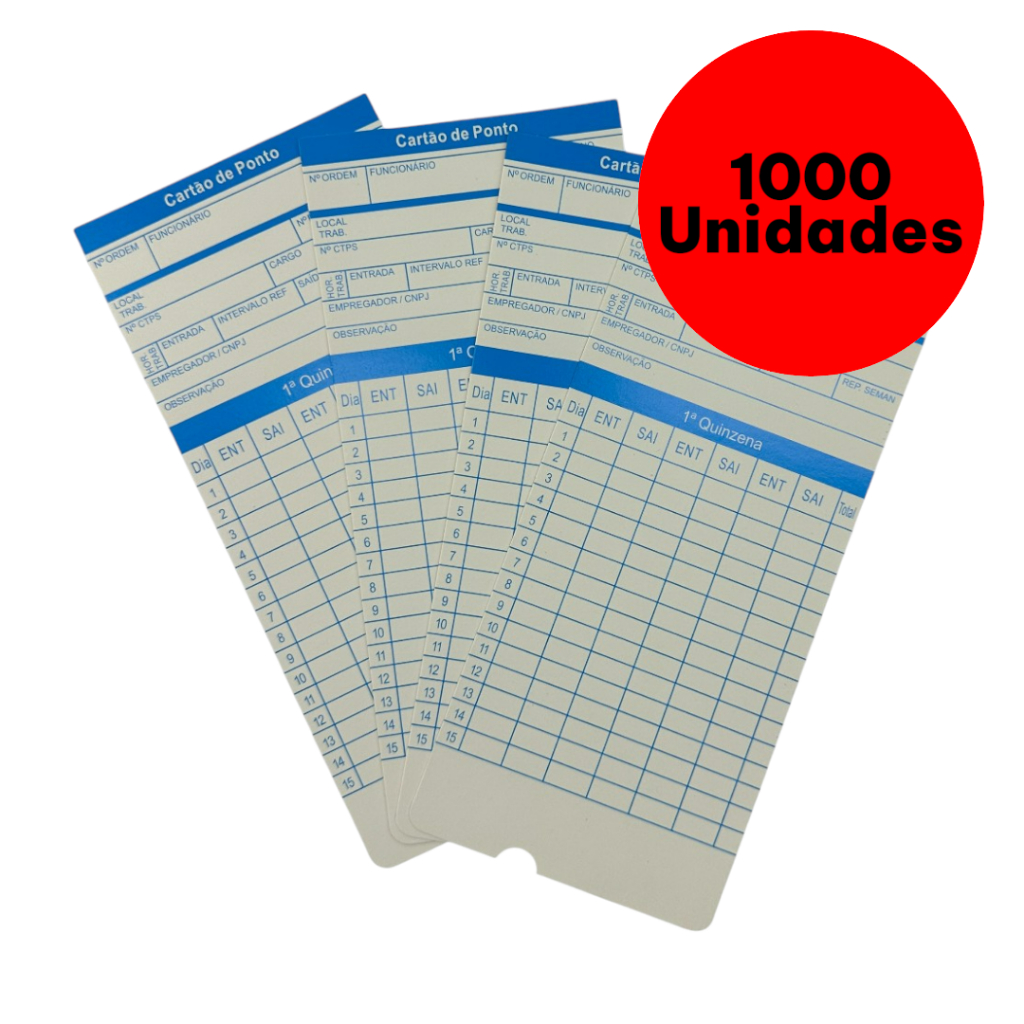 Kit 1000 Cartões de Ponto para Relógio Cartográfico