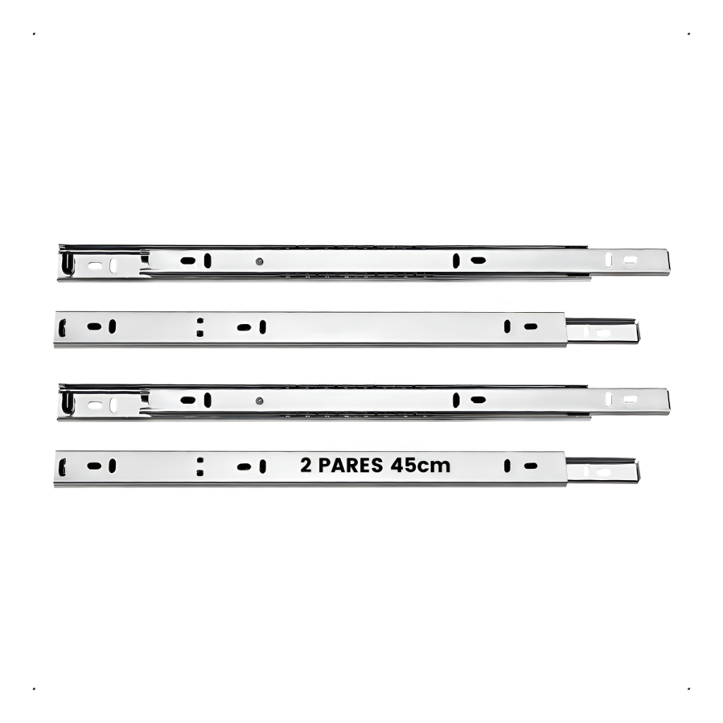 2 Pares 4 Corrediça Telescópica 45 cm Trilho Gaveta Reforçado Aço Alta Resistência Móveis Light em Oferta na Shopee