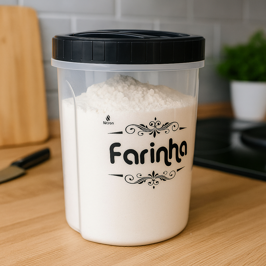 Pote 2L Farinha Mantimentos  com Tampa Rosca – Livre de BPA, Transparente e Resistente para Cozinha