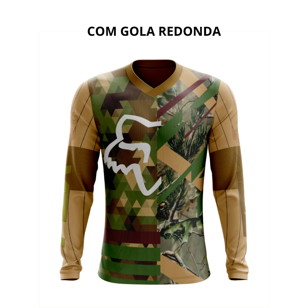Camiseta Camuflada 21 Dry Fit Manga Longa Proteção UV50+ - Pesca, Motocross, Paintball, Tática, Trilha, Motociclista