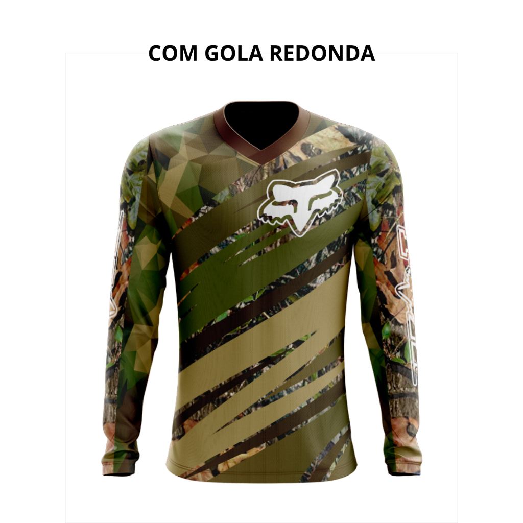 Camiseta Camuflada 23 Dry Fit Manga Longa Proteção UV50+ - Pesca, Motocross, Paintball, Tática, Trilha, Motociclista
