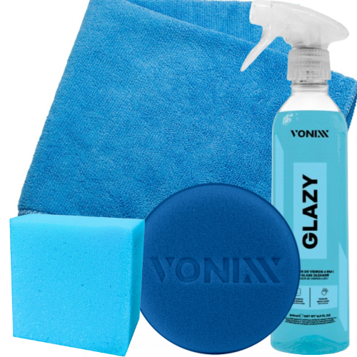 KIT LIMPA VIDROS GLAZY C/ PANO E APLICADOR  VONIXX