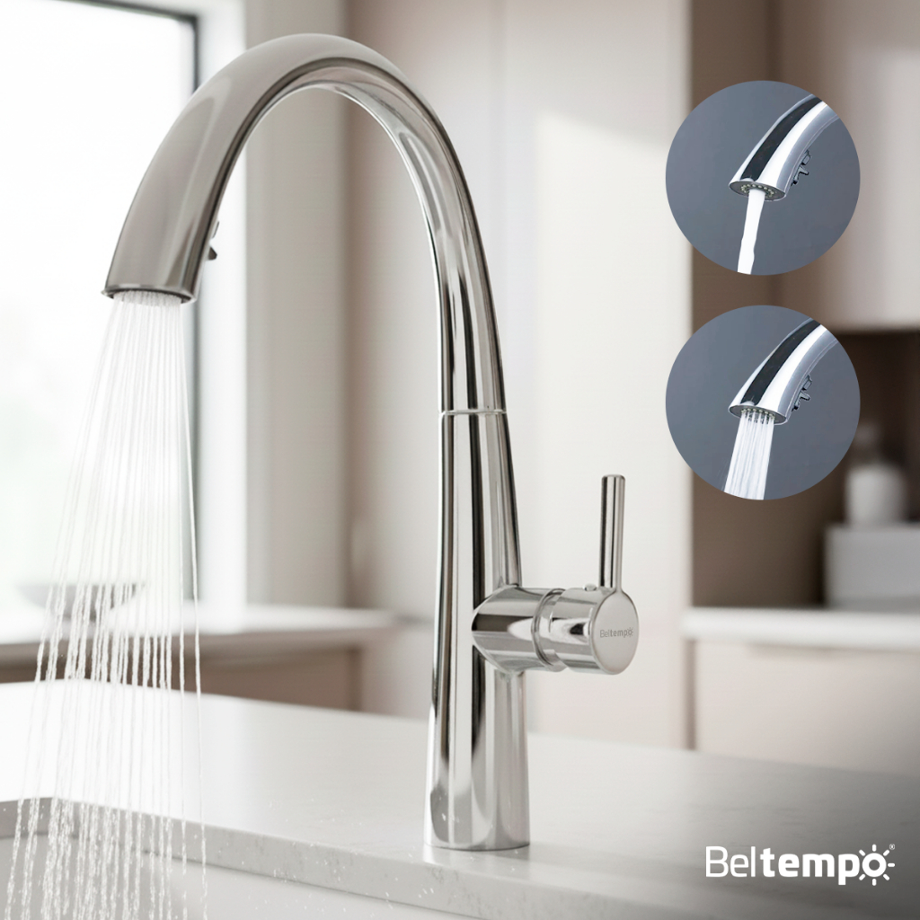 Torneira Para Cozinha Mesa Gourmet Monocomando Quente E Frio Bica Móvel 1/4 De Volta Metal  Beltempo em Oferta na Shopee