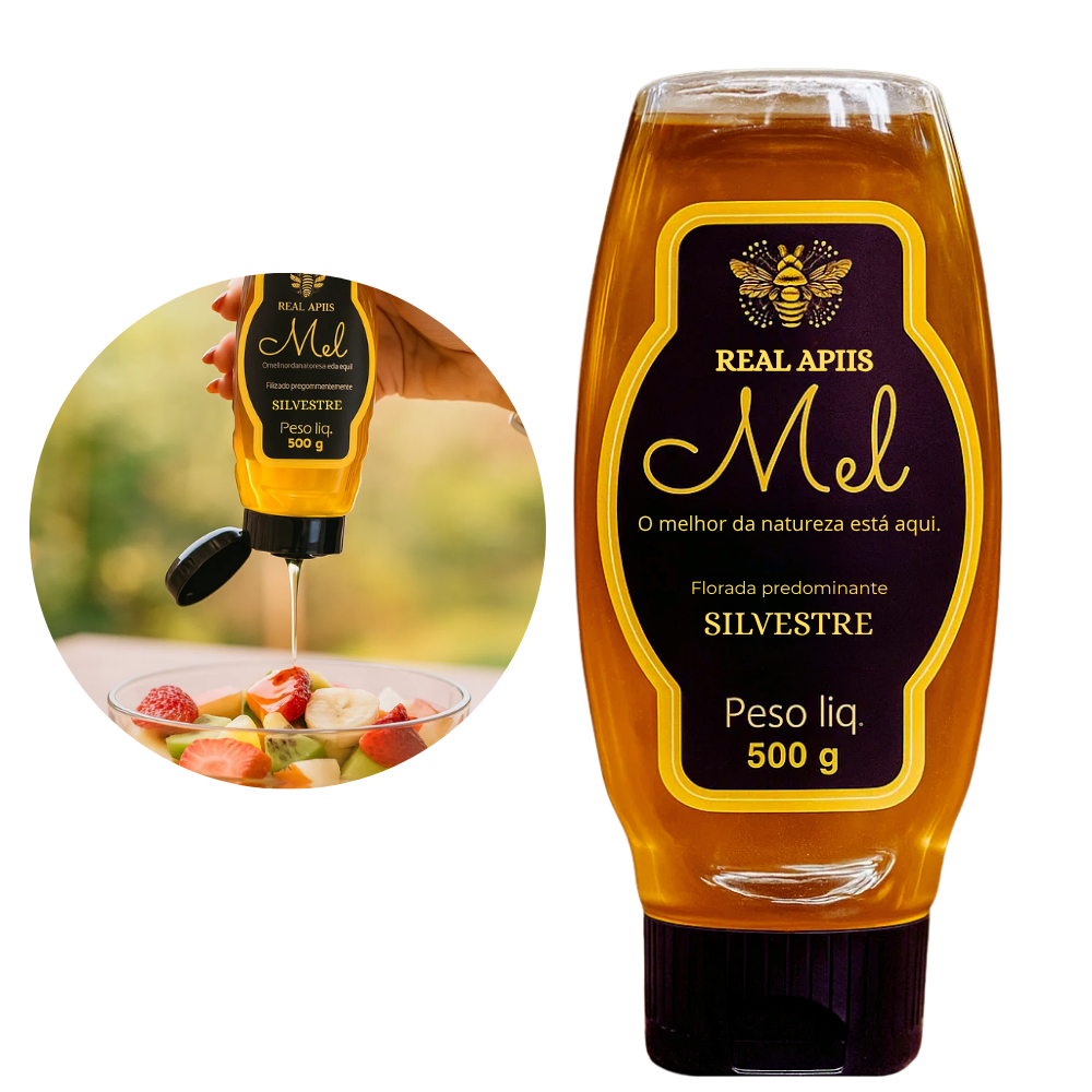 Mel Silvestre Puro Natural 500g Bisnaga Invertida Direto do Produtor Qualidade Premium Sem Misturas Sem conservantes