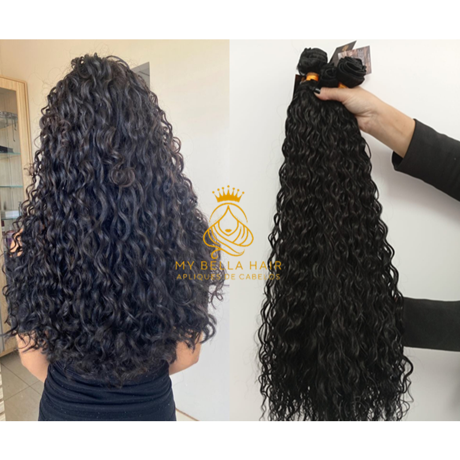 Alongamento Cabelo Para Mega Hair Igual Humano Na Tela Cacheado 50cm 100gr