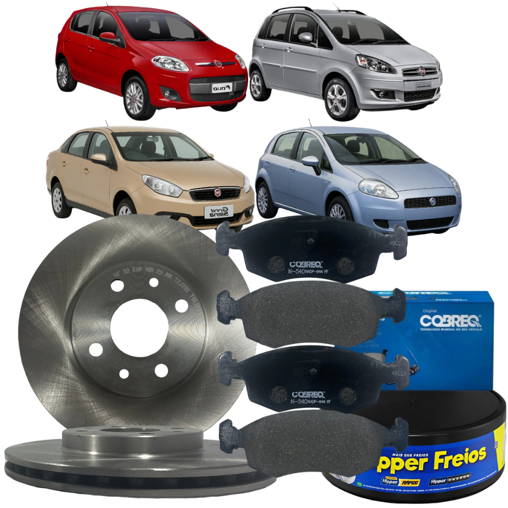 Kit Disco Freio Dianteiro Pastilha Punto Idea Grand Siena 1.4 8v 1.4 16v 1.6 16v 1.8 8v 1.8 16v