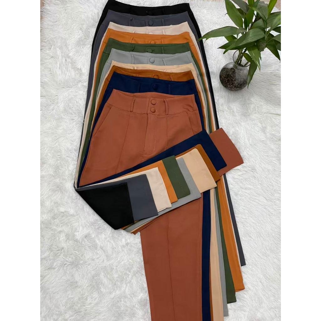 8011Calça  Duas botoes Feminina Alfaiataria.limao moda em Oferta na Shopee