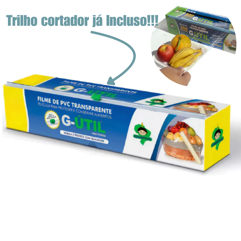 Filme PVC Plástico G Util com Trilho Cortador 28cmx100m 28cmx300m 45cmx300m Conservação Alimentos Profissional em Oferta na Shopee