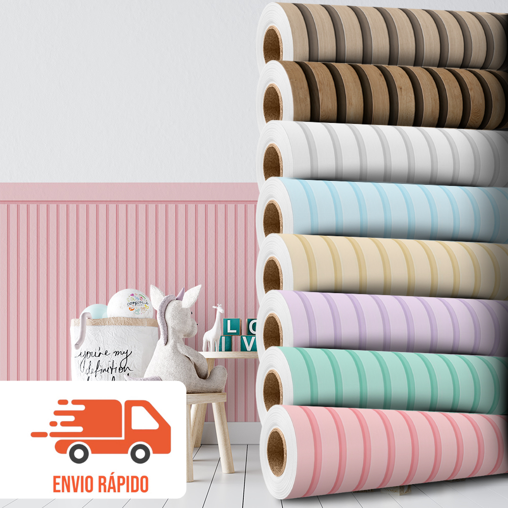Papel de Parede Ripado Premium Infantil Autocolante Meia Parede Varias Cores em Oferta na Shopee