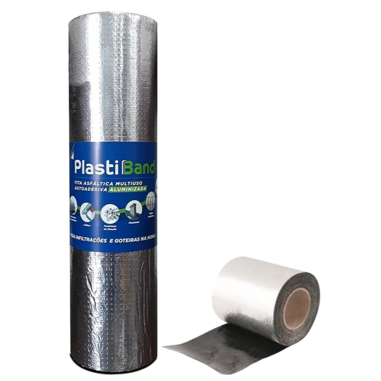 Manta Asfáltica Aluminizada 90cm x 10m Fita Adesiva Telhado Calha Bau Caminhão Exaustor Duto