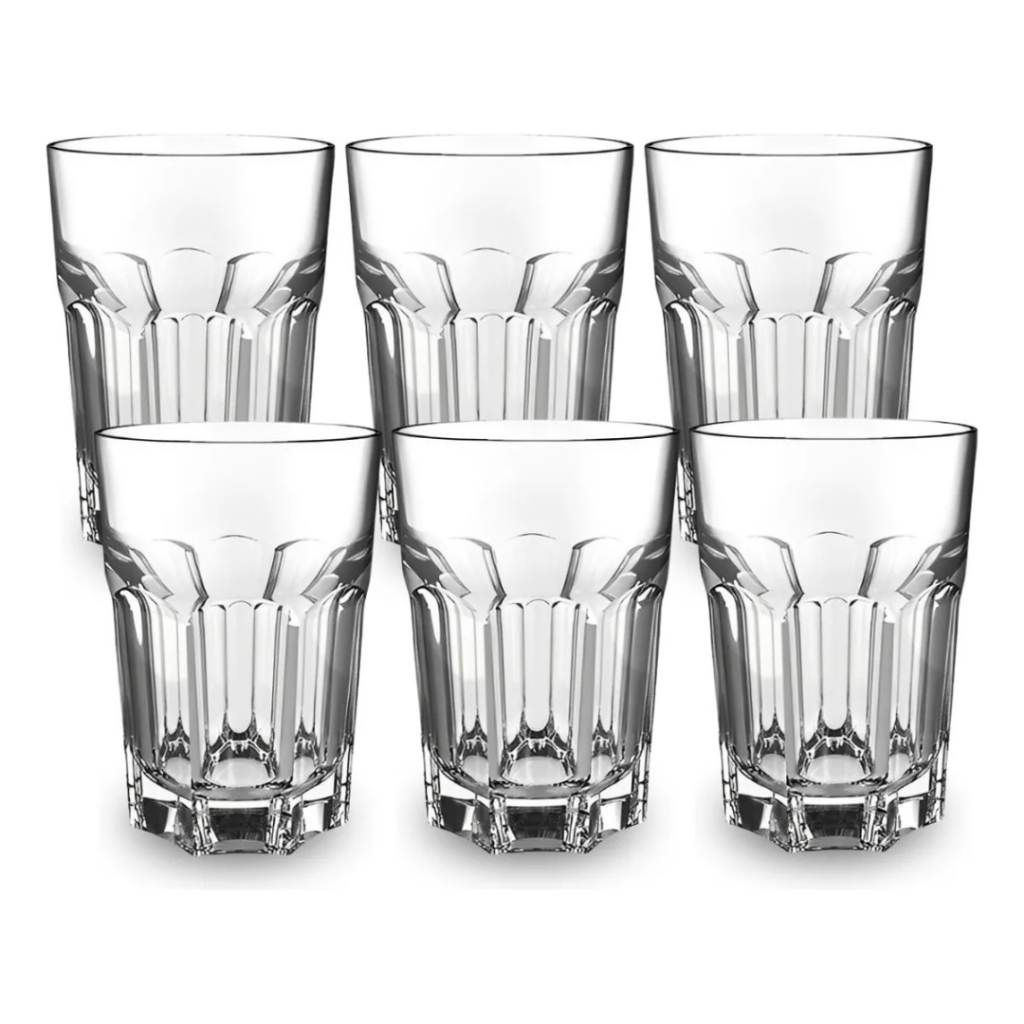 Jogo De Copos Vidro Suco Água Refri Kit C/ 6pcs Vidro Reforçado Importado