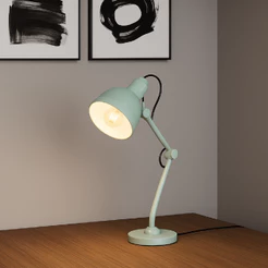 Luminária de Mesa para Quarto Lumix Modelo Pixar 25W E27 Abajur Articulado Bivolt Branco Preto Rosa e Azul Alut By Avant
