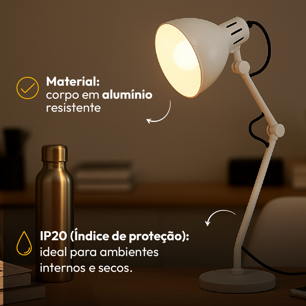 Luminária de Mesa Lumix Modelo Pixar 25W E27 Abajur Articulado Bivolt — foto 2