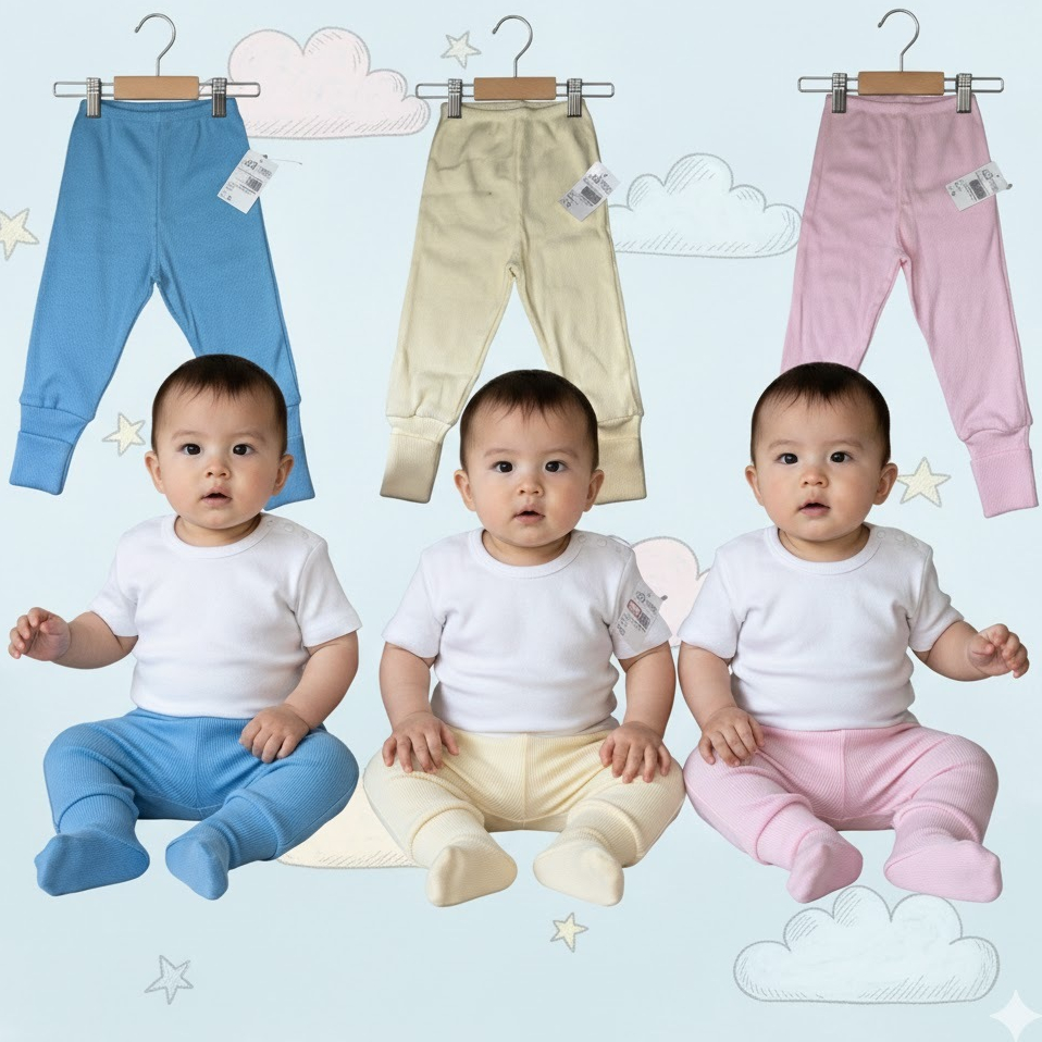 Kit 3 Calças Com ou Sem Pé Cores Variadas - Baby Duck Confort - 100% Algodão