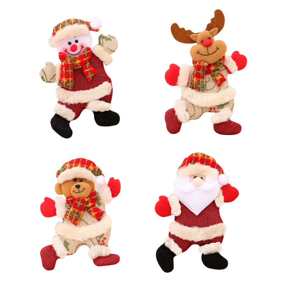 4 boneco enfeite decorativo arvore de natal pendente de arvore/papai noel  rena urso e boneco de neve