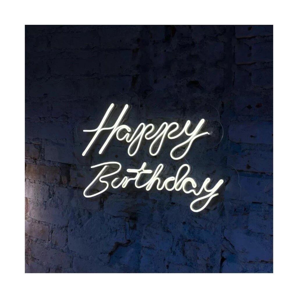 Detalhes do Happy Birthday Led Neon Luminária decoração Festa letreiro em neon led Happy Birthday. 50x32