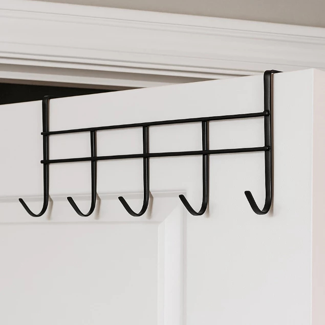 Kit 1 a 4 Cabideiro de Porta Organizador 6 Ganchos Multiuso Branco e Preto | Fácil Instalação em Oferta na Shopee