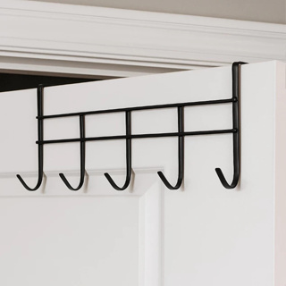 Kit 1 a 4 Cabideiro de Porta Organizador 6 Ganchos Multiuso Branco e Preto | Fácil Instalação em Oferta na Shopee