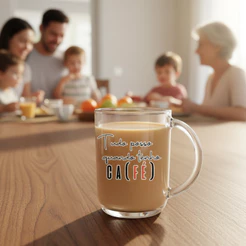 Caneca Para Café e Chá Verona Caneca de Vidro Com Estampa Tudo Posso 315ml - Ruvolo