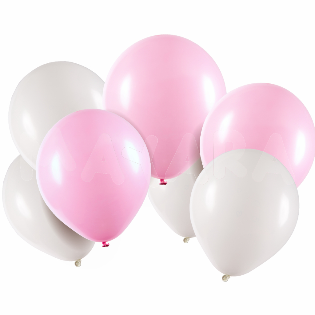 Balão - Bexiga 8 Polegadas Rosa Claro e Branco Pacote - 50 unidades sortidos