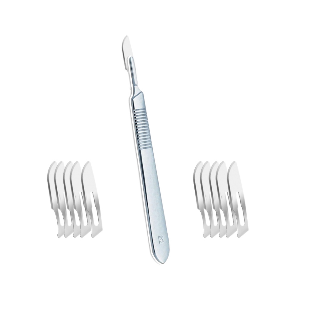 Kit Bisturi numero 3 com 10 laminas numero 10 Esterilizado