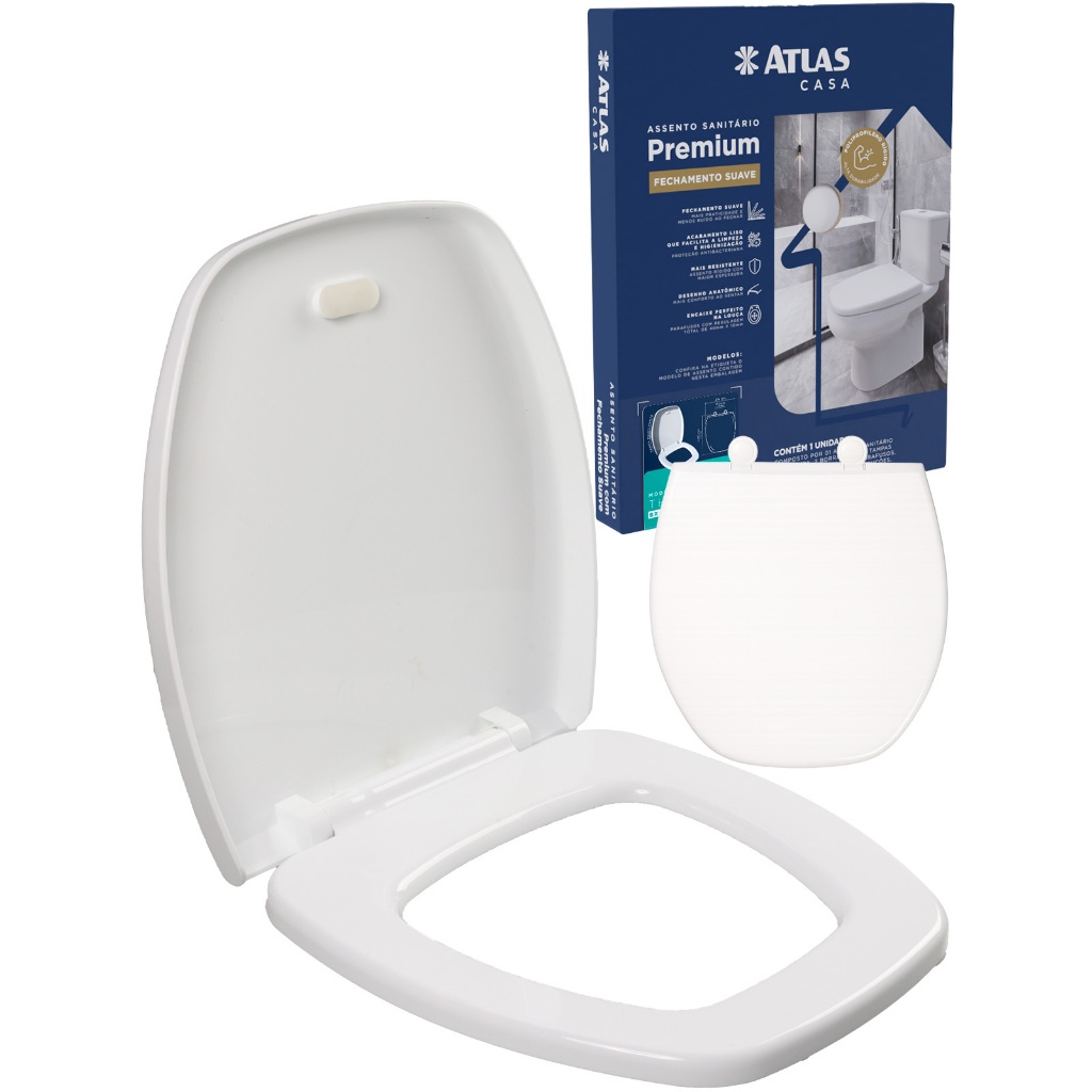 Assento Vaso Sanitário Retangular Thema Soft Close Atlas Fechamento Suave Incepa Primula Sabatini Anturius Versato em Oferta na Shopee