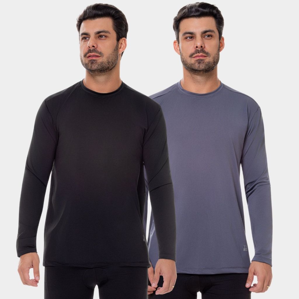 Kit 2 Camisas Camiseta Blusa Masculina Manga Comprida Térmica Proteção Solar Verão Aquática