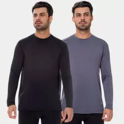 Kit 2 Camisas Camiseta Blusa Masculina Manga Comprida Térmica Proteção Solar Verão Aquática