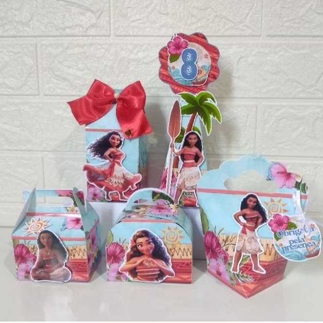 kit clássico de caixinhas personalizada para lembrancinhas festa de. aniversário,tema Moana , leia a descrição.