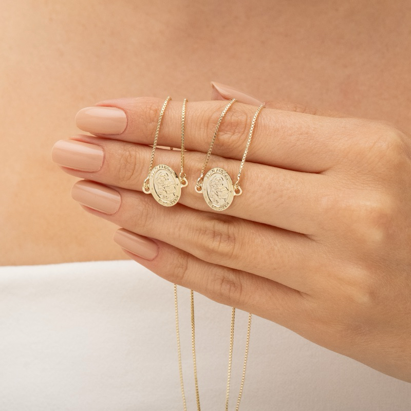 Colar Escapulário Santo Antônio Unissex Ouro 18k Ou Prata 925 em Oferta na Shopee