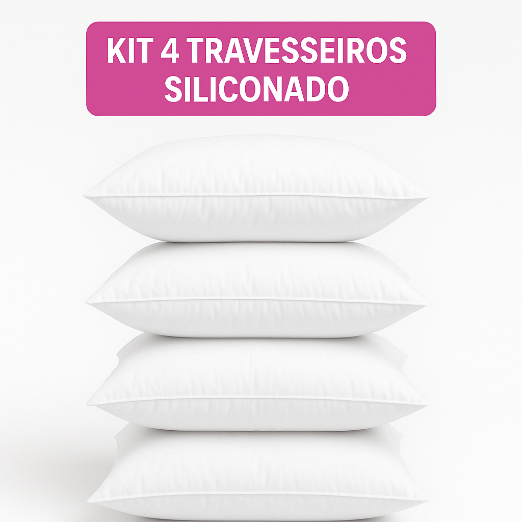 Kit 4, 2 e 1 Travesseiro Siliconado Toque Macio Confortavel Antialérgico Antiacaro Casal
