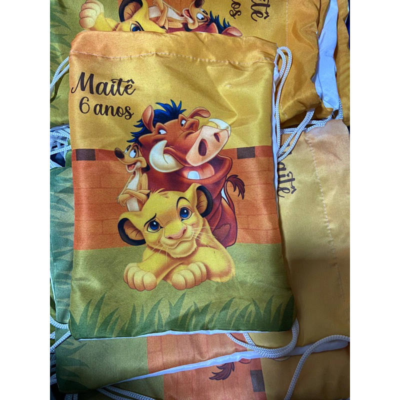 🦁 15 Mochilinha/Sacola Personalizada O Rei Leão - Simba, Timão e Pumba - Lembrancinha de Aniversário