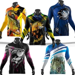 Camisa Blusa de Pesca Tucunaré Brasil Azul com Proteção Solar UV50+ DryFit Pescaria