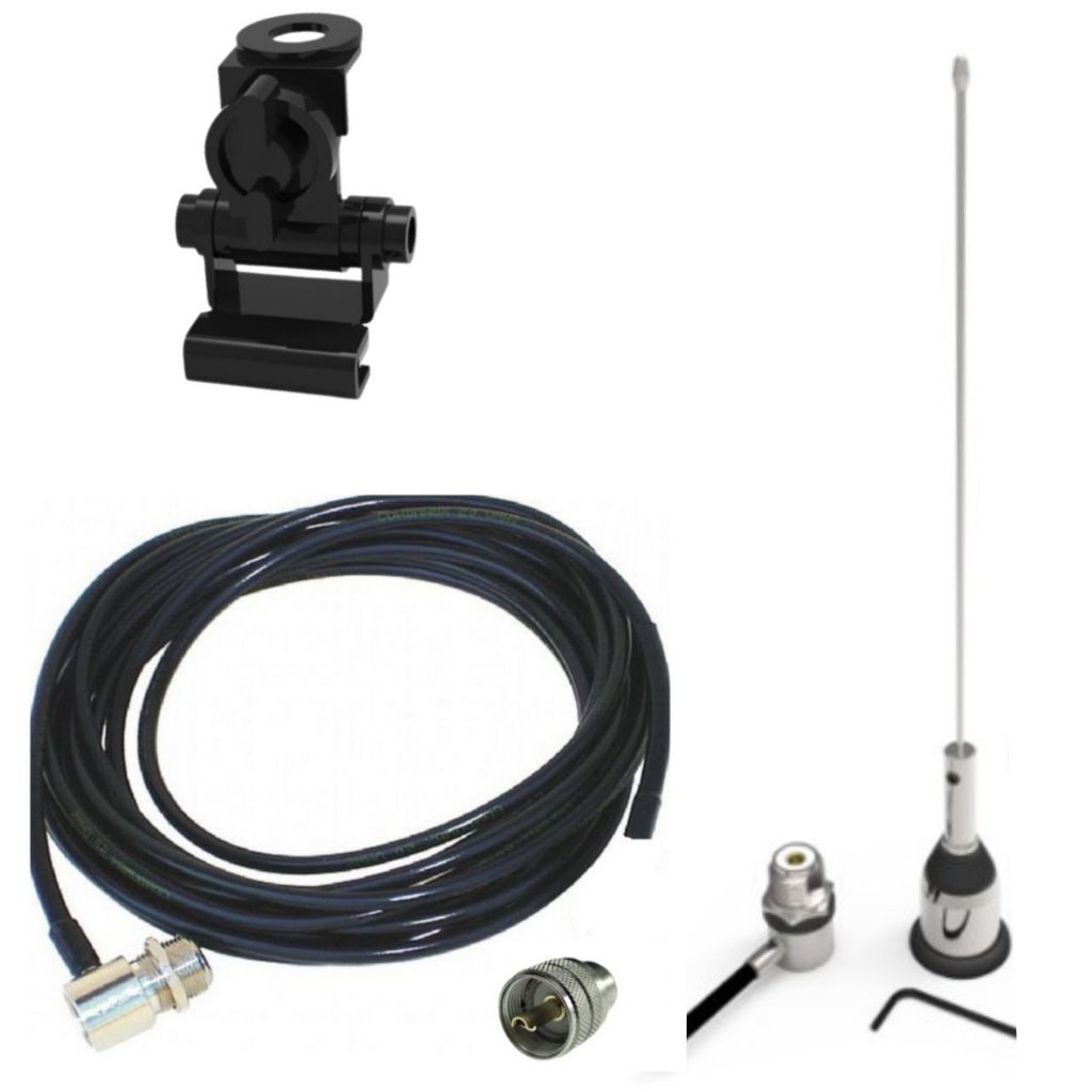 Antena Movel Ars Vhf 1/4 O Cabo Suporte Porta Mala Mv00bc