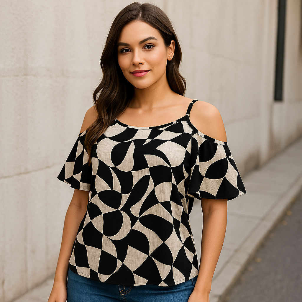 Ciganinha Estampada Feminina Crepe Leve Manga Solta Casual Elegante Soltinha