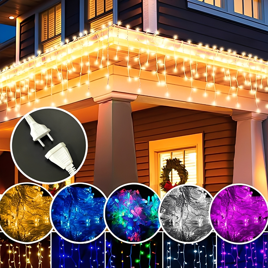 Cascata 100 Lâmpadas Led Com 8 funções e 3 X 0.5 metros Pisca Pisca Decoração Natal Pisca Pisca