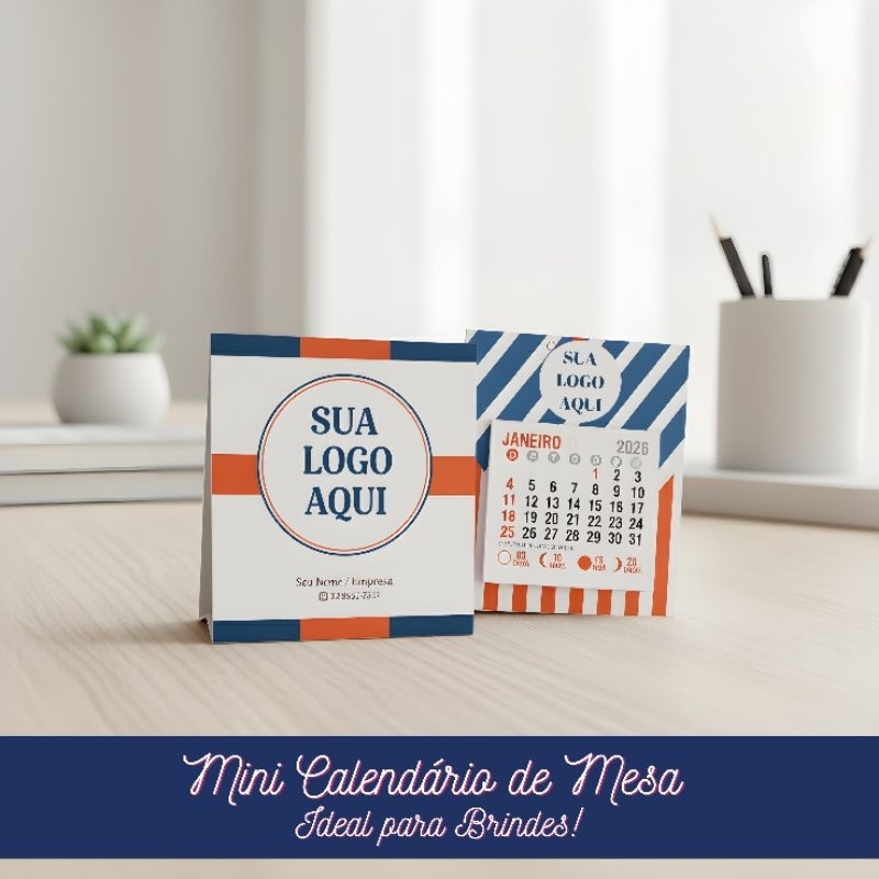 ENVIO RÁPIDO - 100 Mini Calendário de Mesa 2026  Personalizado LOGOMARCA Lembrancinhas, Empresas