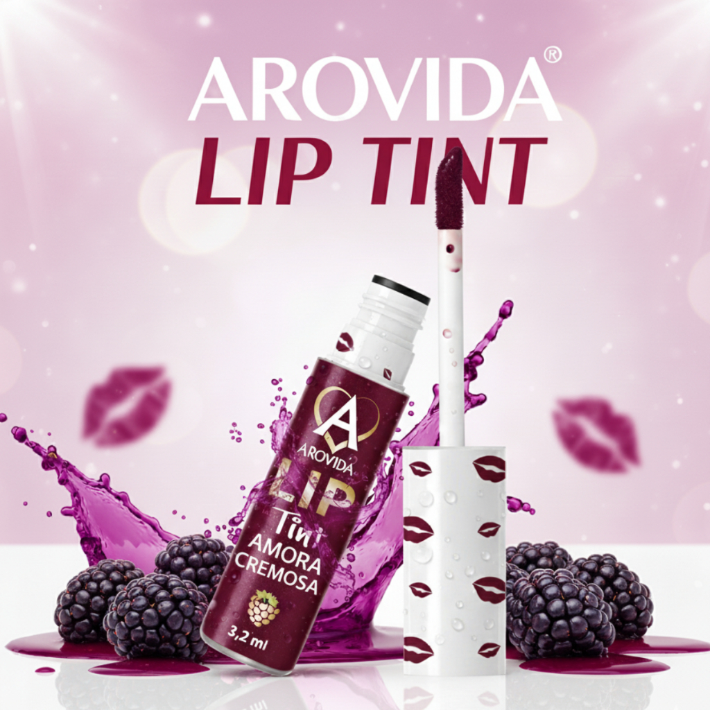 Batom Lip Tint Longa Duração Alta Pigmentação Sombra Blush Efeito Natural Versátil Multifuncional Amora Arovida
