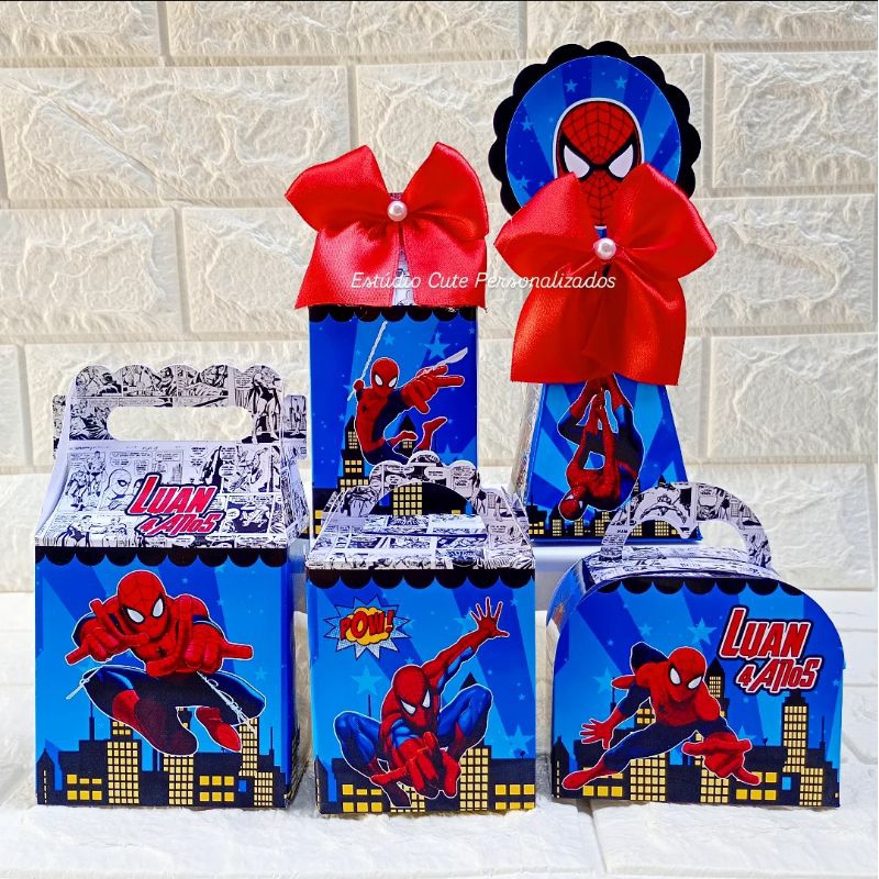 Kit Personalizados Homem Aranha 🕸️🕷️ (PEGUE E MONTE) Festa Infantil Lembrancinha Personalizada Mimos Aniversário