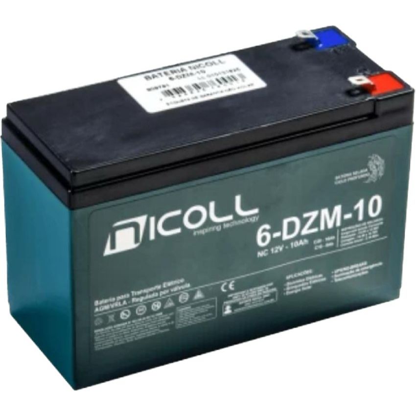 BATERIA VRLA CICLO PROFUNDO 12V 10AH - 6DZM10 PARA BICICLETA ELETRICA.